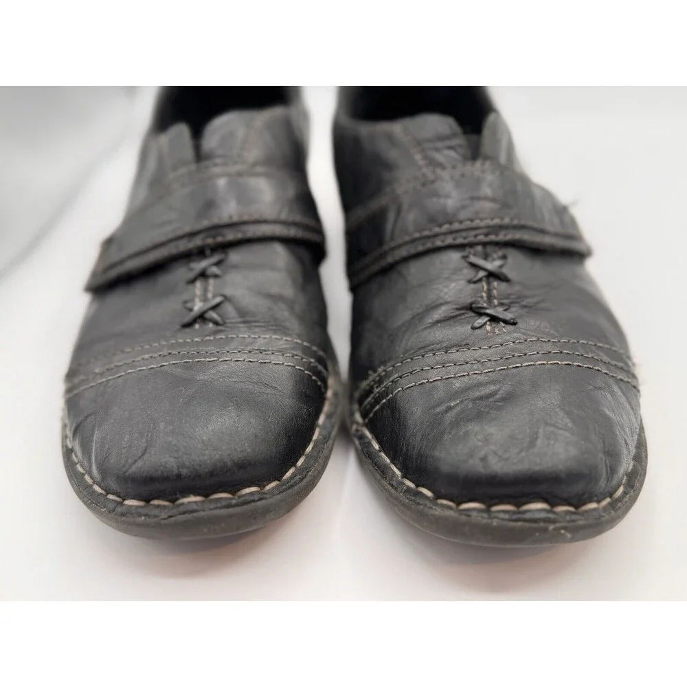 Clarks Shoes Women’s Slip On Whistle Resort Black Lea Size 8M Casual Office